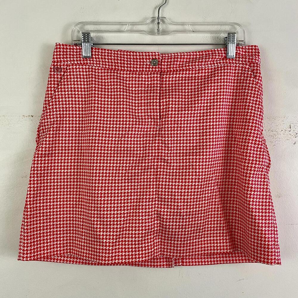 IZOD pink and white houndstooth golf tennis skirt